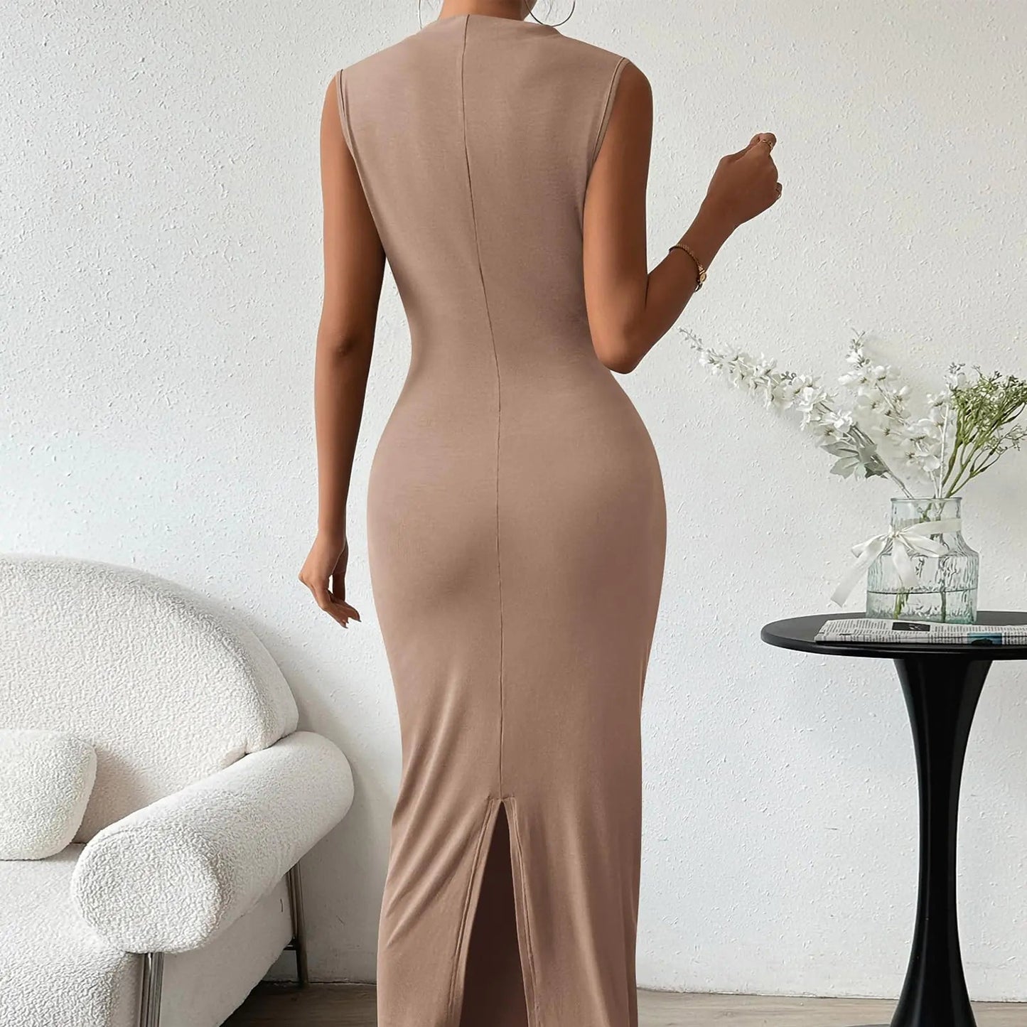 Casual Sleeveless Back Slit Elegant