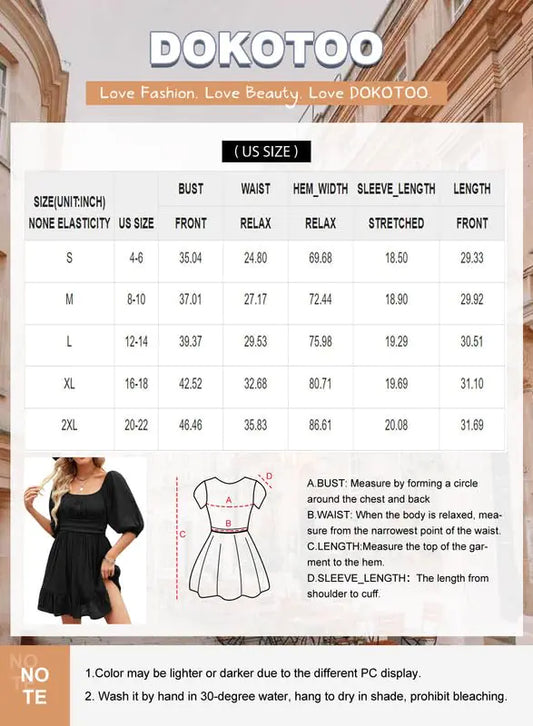 Dokotoo Womens Summer Dresses Square Neck