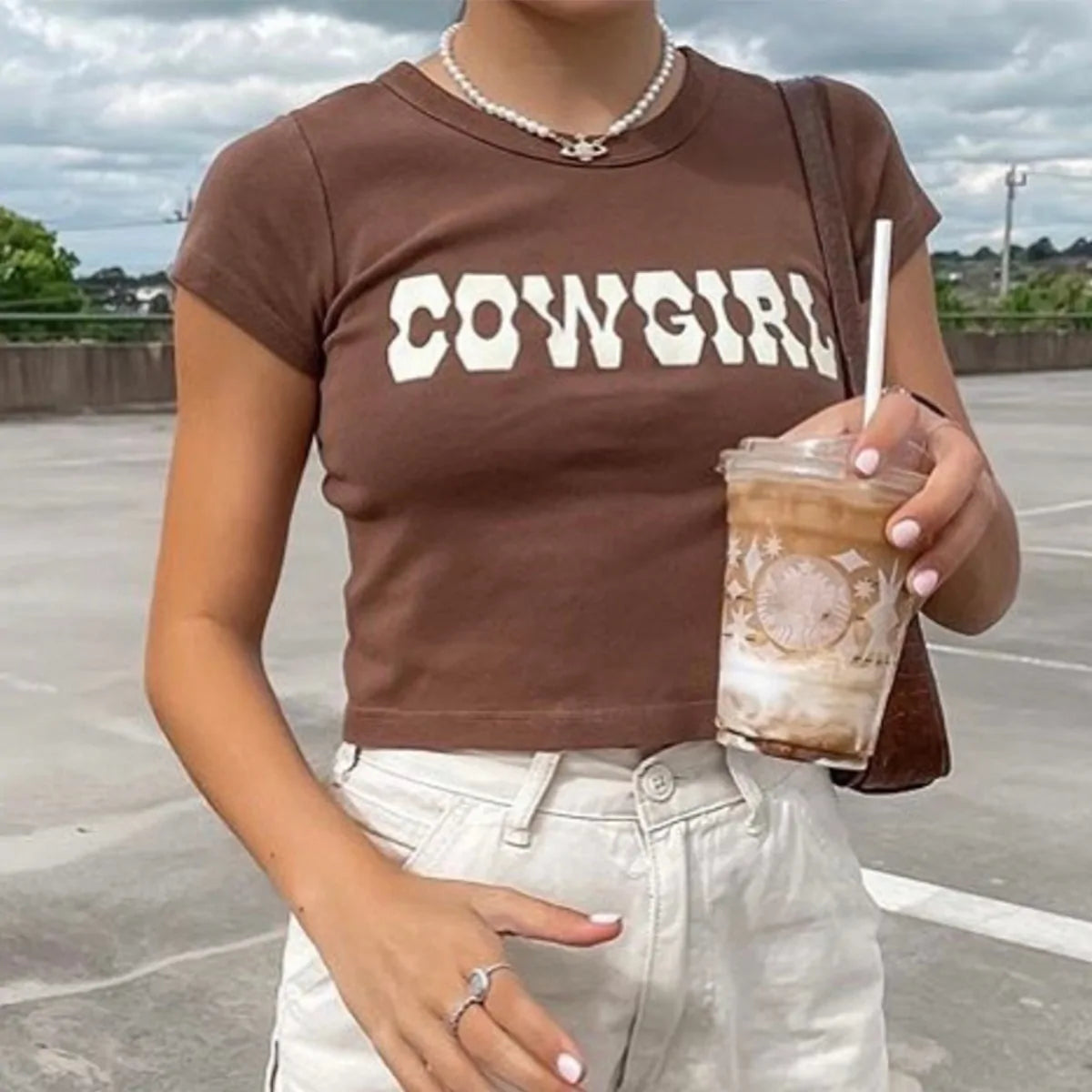 Vintage Letter Print Crop Tops Women's Casual Summer