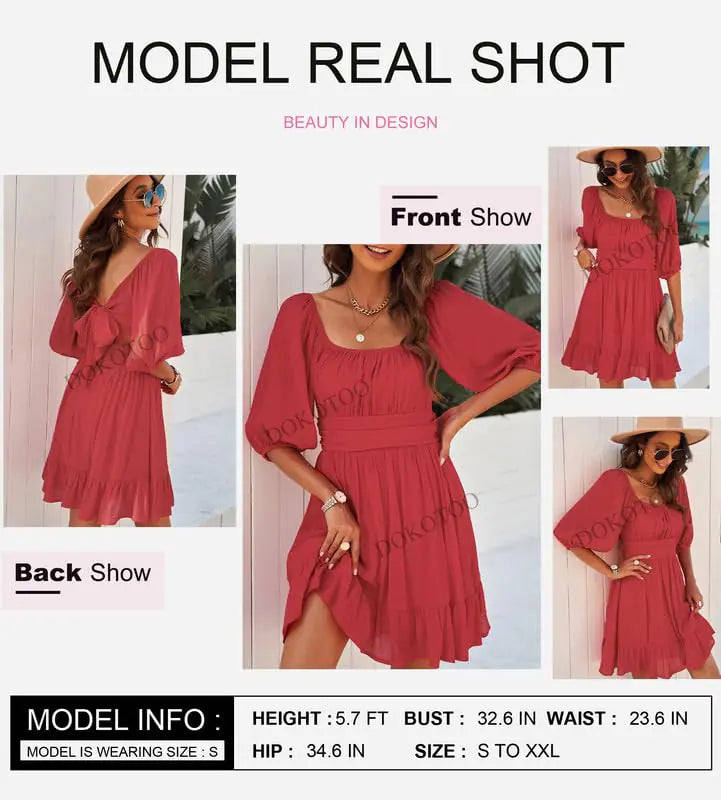 Dokotoo Womens Summer Dresses Square Neck